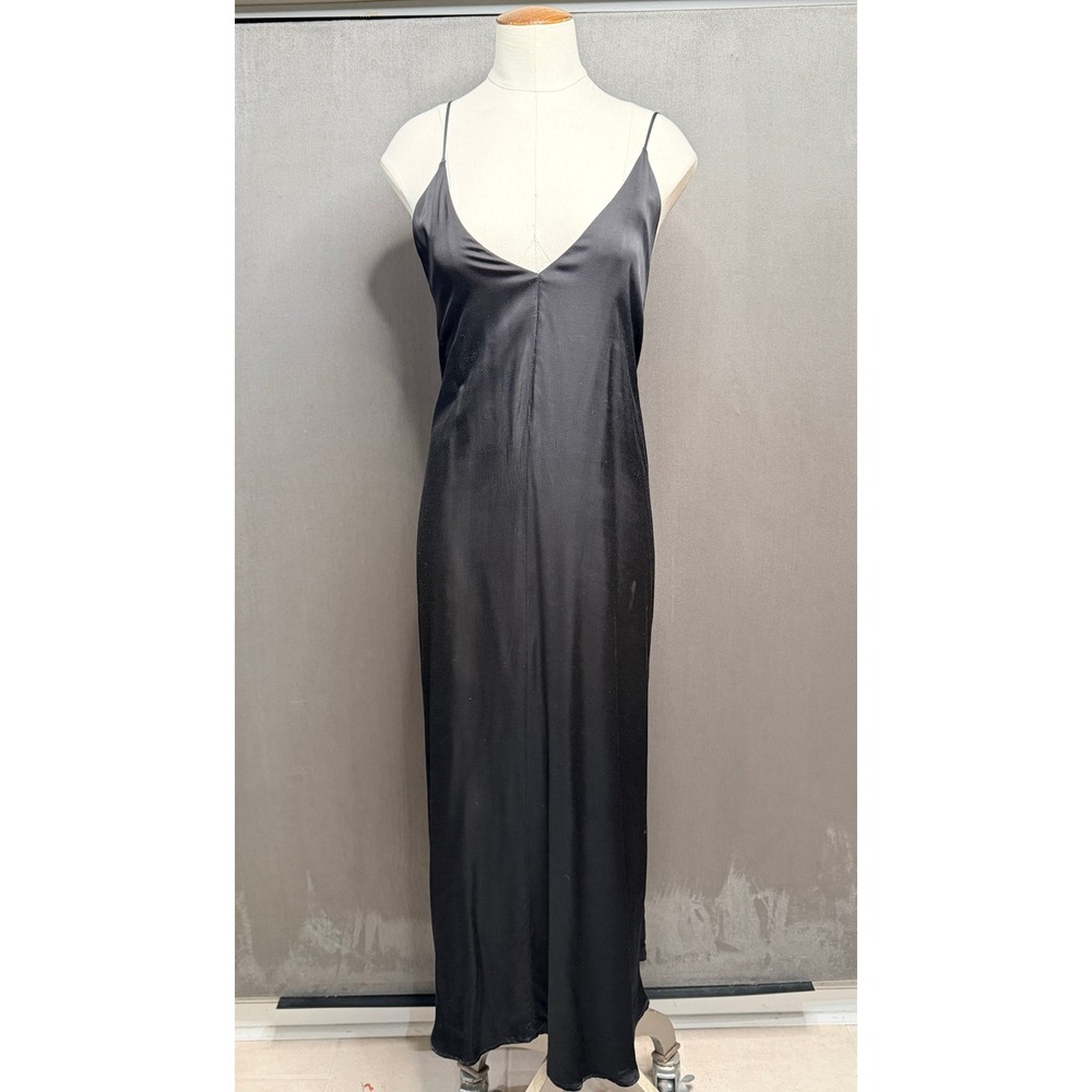 Haven Well Within Slip Dress Womens XS Blk V-Neck Maxi Adjustable Straps Viscose